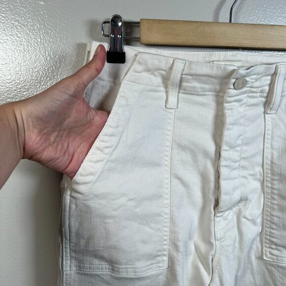 Mother Patch Pocket Private Ankle Fray Pants Size 25 Creampuffs Ivory High Rise - Picture 6 of 14